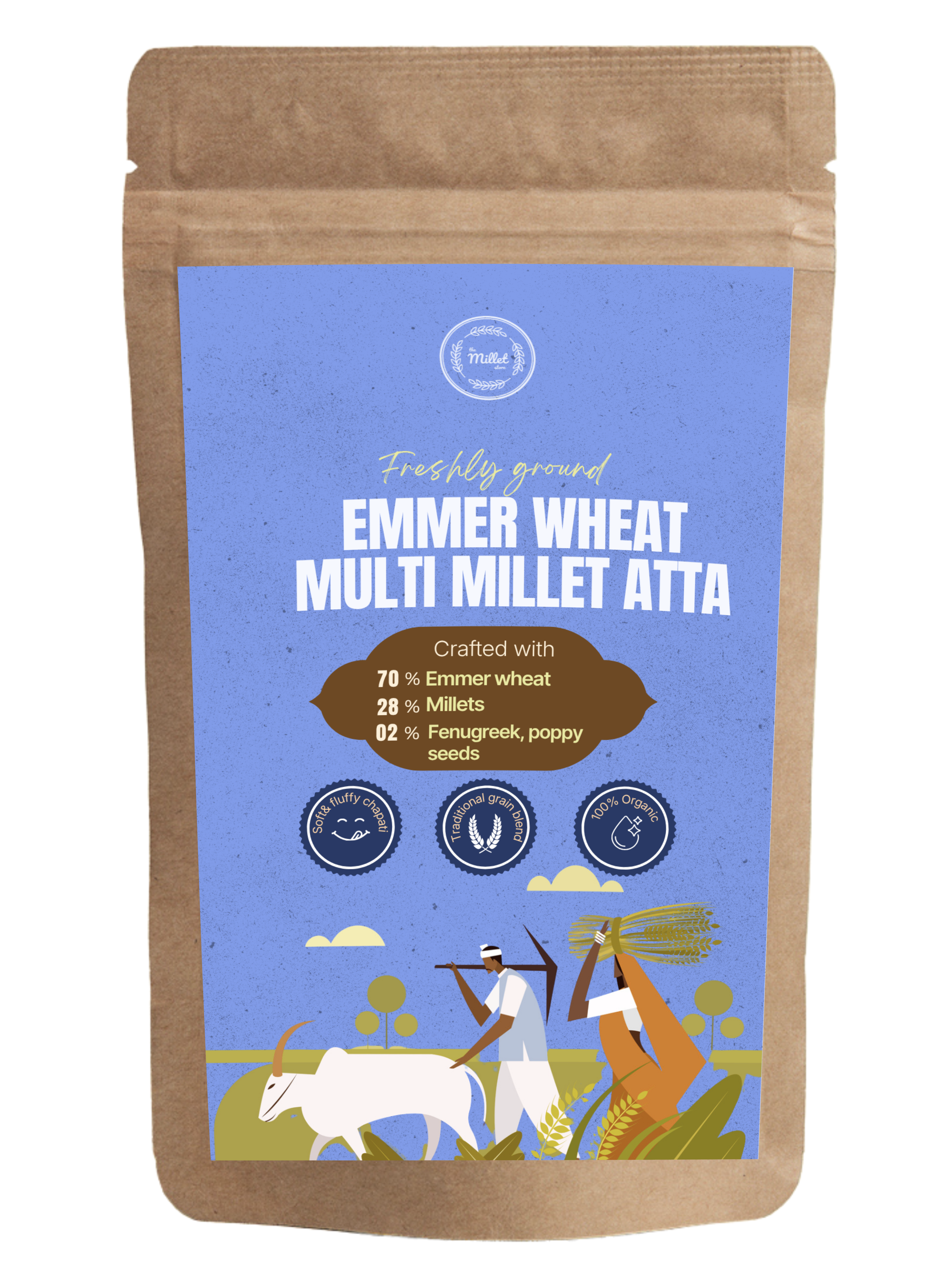 Emmer Wheat Multi Millet & Seeds Atta - The Millet Store
